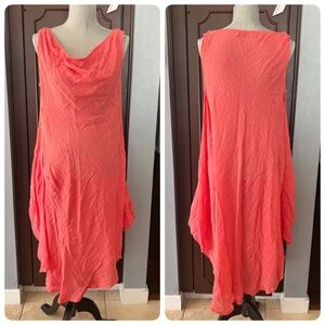 Glam & Fame Coral Pink Cotton Midi Dress
